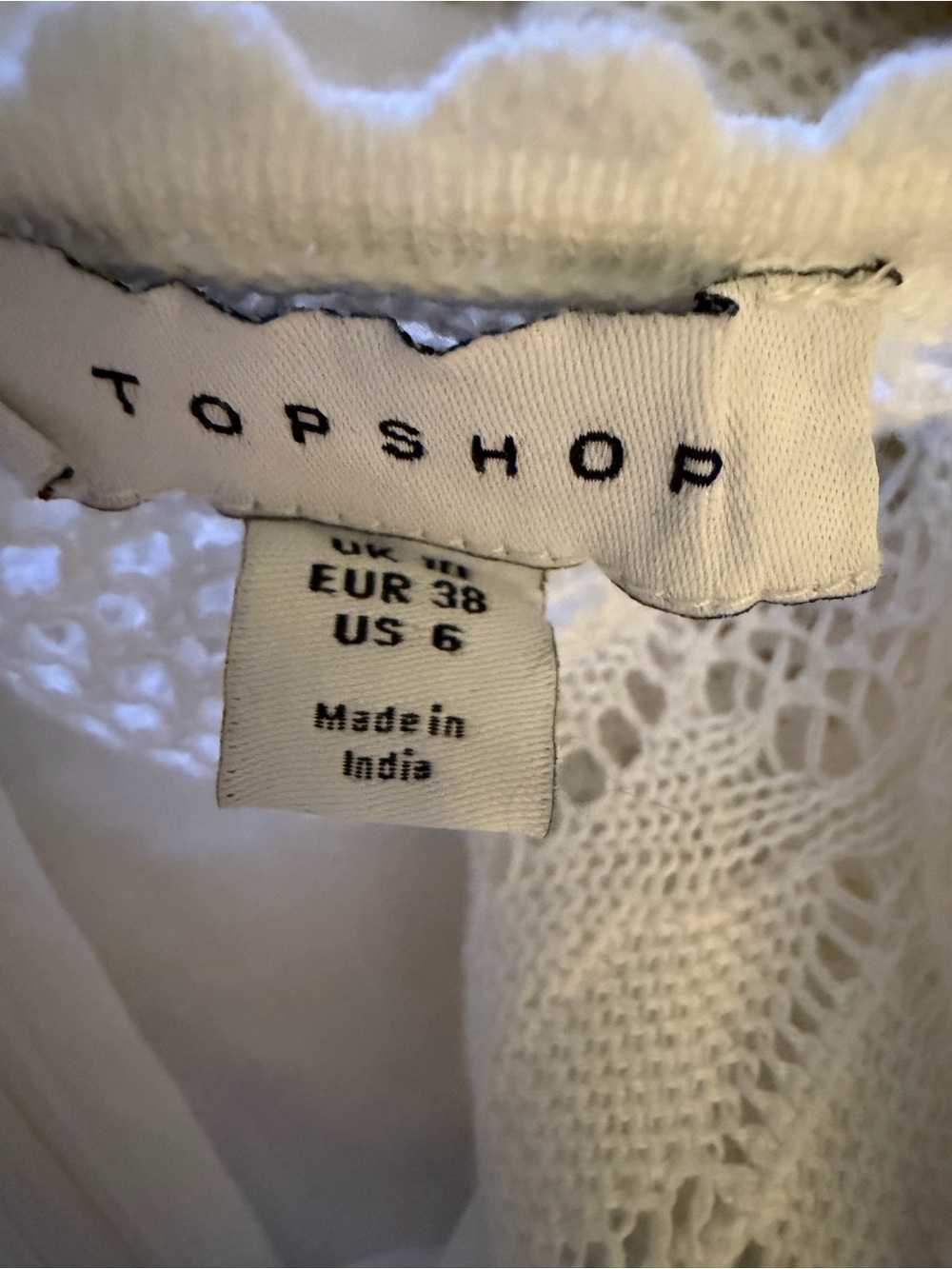 Topshop White Crochet Bust Puff Sleeve Midi Dress US 6 NWOT - Picture 7 of 9